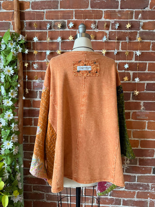 OOAK Autumn Collection - Upcycled Flower Patchwork Trapeze Style Bell Sleeve Kantha Top 🌼