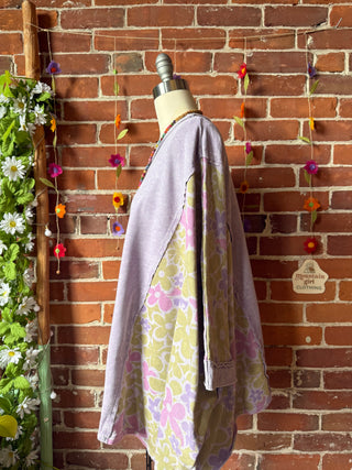 OOAK Winter Collection - Upcycled Kantha Peace Sign Patch Patchwork Poncho Style Top 🌼