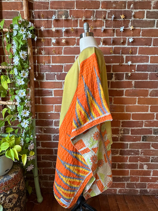 OOAK Winter Collection- Upcycled The Band Inspired Kantha Poncho Hi Low Sweatshirt