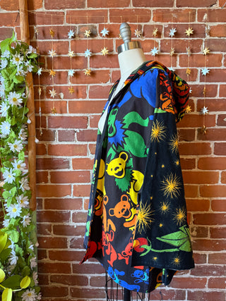 OOAK Autumn Collection - Upcycled Grateful Dead Inspired Mix Fabric Bell Sleeve Robe