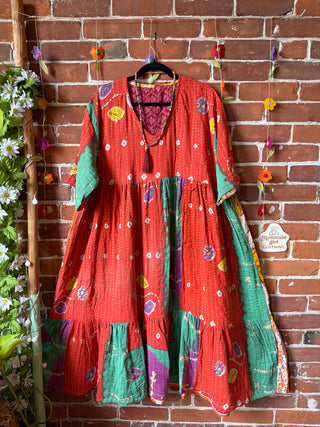 Coffee In The Morning Kantha Dress - Fits up to 3X