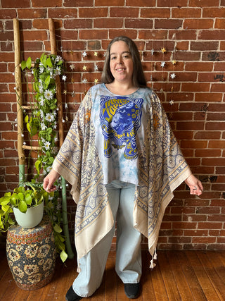 Pearl Classic Rock Tie Dye Boho Hi Lo Poncho Top