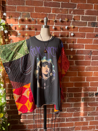 OOAK Winter Collection- Upcycled Stevie Silver Sprints Inspired Kantha Poncho Tee
