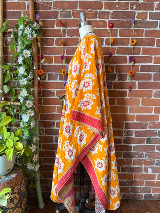 OOAK Autumn Collection-Reversible Stardust Kantha Ruana Jacket With Pockets
