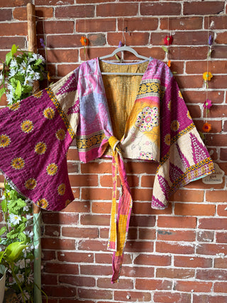 Plus Size Nova Kantha Bell Sleeve Wrap Top- 100% Cotton - Fair Trade Made