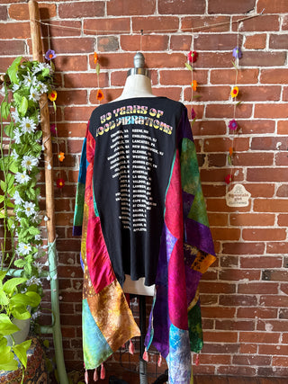 OOAK Autumn Collection- The Beach Boys Inspired Upcycled Silk Patchwork Tie Dye Hi Lo Poncho Top