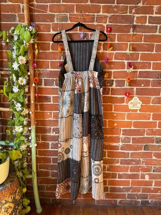 Sun & Moon Story Patchwork Wide Leg Overalls - 100% Cotton - Fair Trade Made