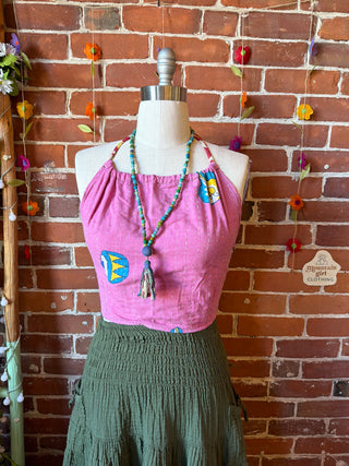 Size 14-20 In Bloom Reversible Kantha Halter Top - 100% Cotton - Fair Trade Made