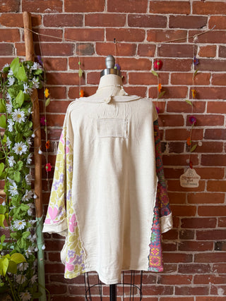 OOAK Spring Collection - Upcycled Flower Patch Patchwork Poncho Style Top 🌼