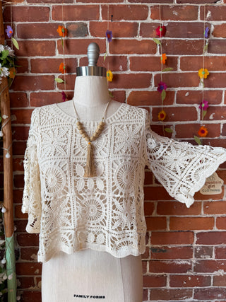 Boho Crochet Overlay Top- Multiple Colors Available - 100% Cotton