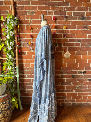 Blue Paisley Grateful Dead Skull Roses Inspired Kimono