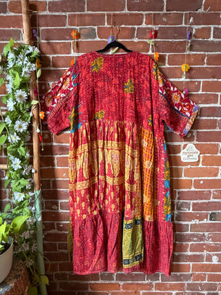 Coffee In The Morning Kantha Dress - Fits up to 3X