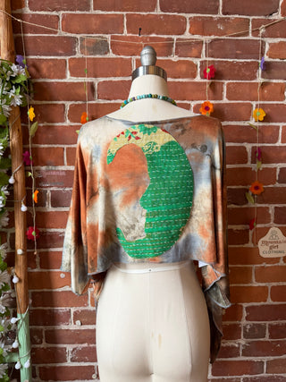 OOAK Spring Collection - Size XS/Small Callisto Kantha Crescent Moon Tie Dye Wrap Bolero