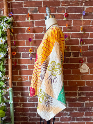 OOAK Summer Collection - Reversible Cosmic Drift Kantha Poncho Top with Luna Butterfly- 2 Tops in 1