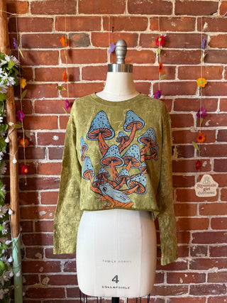 Cotton Mushroom Froggie Cropped Long Sleeve Tee - Fair Trade Made