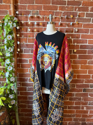 OOAK Winter Collection - Van Halen Inspired Tie Dye Boho Kantha Hi Lo Poncho Top