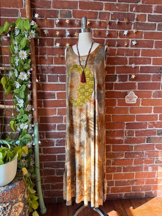 OOAK Winter Collection - Tie Dye Callisto Kantha Crescent Moon Tank Top Maxi Dress