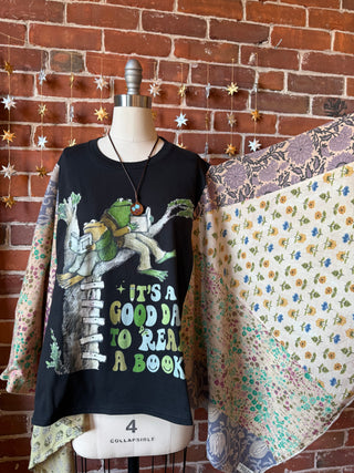 OOAK Autumn Collection - Upcycled Frog+ Toad Patchwork Angel Wing Poncho Top