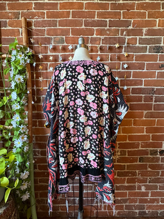 OOAK Autumn Collection - Upcycled Embroidered Kantha Poncho Tunic Top