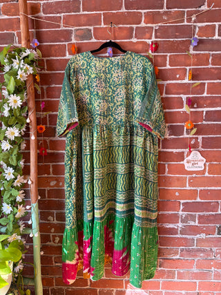 Coffee In The Morning Kantha Dress - Fits up to 3X - 100% Cotton- Fair Trade Made