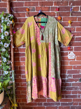 Coffee In The Morning Kantha Dress - Fits up to 3X