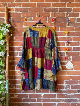 Falling Leaves Patchwork Bell Sleeve Kimono - Fair Trade Made - Multiple Sizes Available