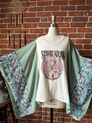 Mystical Stevie Nicks Inspired Sage Embroidered Poncho