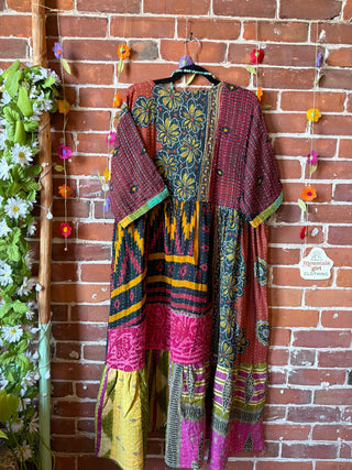 Coffee In The Morning Kantha Dress - Fits up to 3X
