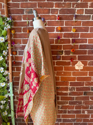 OOAK Spring Collection- Upcycled Desert Rose Hi Lo Kantha Poncho Tee
