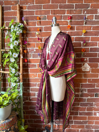 Summer Dreams 100% Silk Poncho Robe- Fair Trade Made