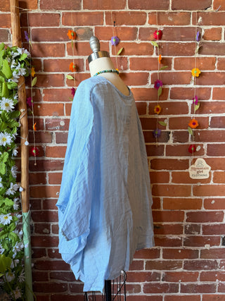 Nomad Linen Drape Faux Wrap Top - Made in Italy