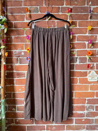 OOAK Summer Collection- Patchwork Butterfly Linen Blend Upcycled Cropped Wide Leg Lounge Pants Size Medium