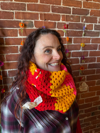 OOAK Autumn Collection- Upcycled Crochet Cowl Neck Scarf
