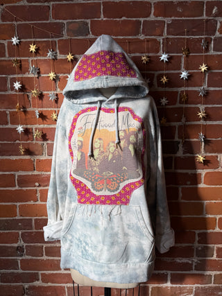 Size Large Upcycled Fleetwood Mac Inspired Tie Dye Kantha Detail Hoodie