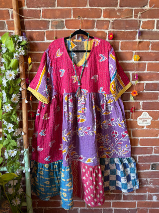 Coffee In The Morning Kantha Dress - Fits up to 3X