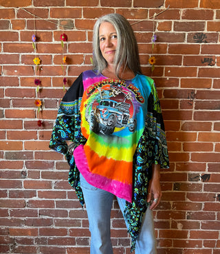 Upcycled Grateful Dead Inspired  Poncho Top