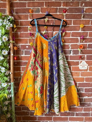 Coffee In The Morning Midi Kantha Summer Dress With Pockets - Fits up to 2X