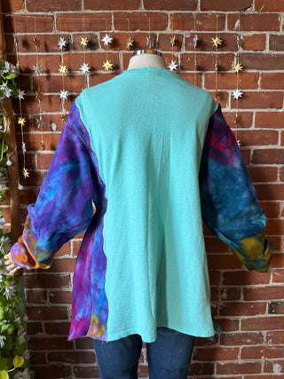 OOAK Autumn Collection- Size Medium Upcycled Tie Dye Lisa Simpson Hippie Trapeze Top