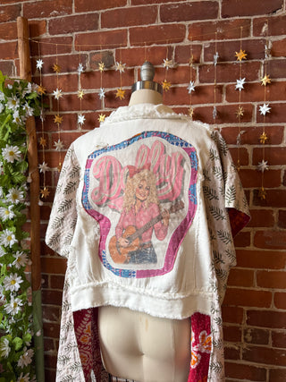 OOAK Winter Collection - Size XS/Small Dolly Parton Inspired Upcycled Hi Lo Kantha Poncho Jacket