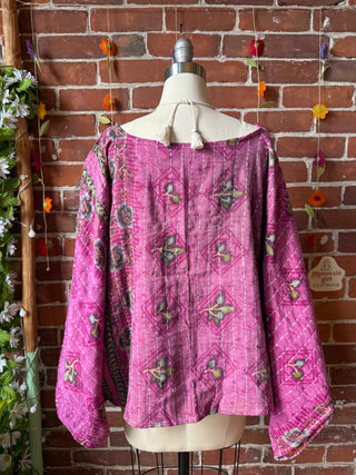 OOAK Summer Collection - Reversible Cosmic Drift Kantha Poncho Top - 2 Tops in 1!