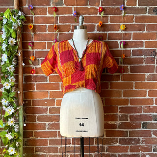 Nova Kantha Short Sleeve Wrap Top