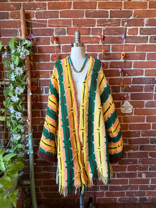 OOAK Autumn Collection- Vintage Upcycled Crochet Bell Sleeve Cardigan Sweater