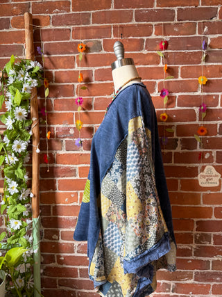 OOAK Summer Collection - Upcycled Flower Patch Patchwork Poncho Style Top 🌼