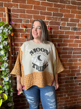 OOAK Autumn Collection - Upcycled Moon Tribe Kantha Poncho Sweatshirt