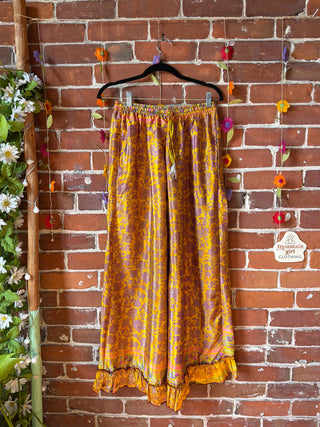 Festival Drift Wide Leg Recycled Sari Lounge Pants - Free Size - Fair Trade Made