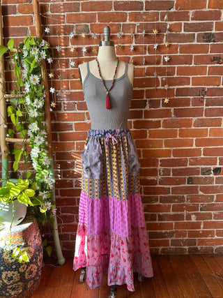 Penelope Patchwork Skirt with Pockets- Fair Trade Made