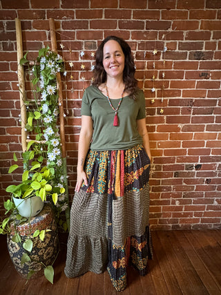 Autumn Breeze Kantha Tiered Skirt