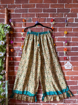 Festival Drift Wide Leg Recycled Sari Lounge Pants - Size 0-12 - Fair Trade Made