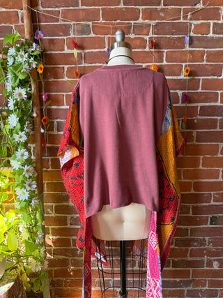 OOAK Autumn Collection- Upcycled Guns N Roses Hi Lo Kantha Sweatshirt