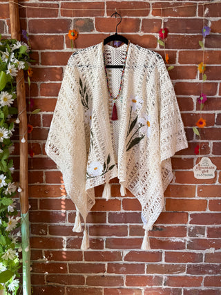 OOAK Autumn Collection - Dolly Inspired Embroidered Daisy Poncho